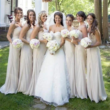 Šviesos Šampano Undinė Suknelės Bridesmaid 2019 Stebėjimo Grindų Ilgis Paprasta Tarnaitė Garbės Suknelė Pigūs Moterų Vestuves Suknelė