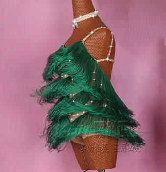 Žalia Kutas Lotynų Šokių Suknelė Moterims Seksualus Profesionalų Lotynų Šokių Sijonai Suaugusiųjų Samba Lotynų Konkurenciją Šokių Suknelės