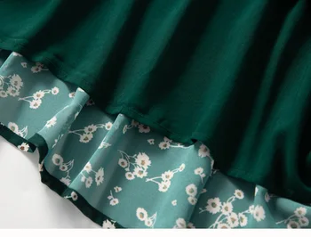 Žalia Moterims Gėlių Suknelė Suknelė 2021 Naujas Ankstyvo Pavasario ilgomis Rankovėmis V-kaklo, Pasakų prancūzijos Elegantiškas Juosmens Ilga Suknelė Moterims