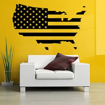 Žemėlapis Amerikoje Sienų Lipdukai JAV Vėliavos Dizainas Kelionės Dekoro Nuimamas Vinilo Sienos Meno Decal lipnios Freskomis Kambarį DT14
