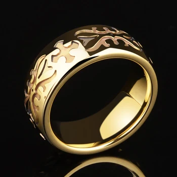Žiedas Vyrams, Volframo Galvanizavimo Aukso Spalvos Kilmingos Mados Retro Madinga Vyrų Priedai Žiedas, Nemokamas Pristatymas, Graviravimas