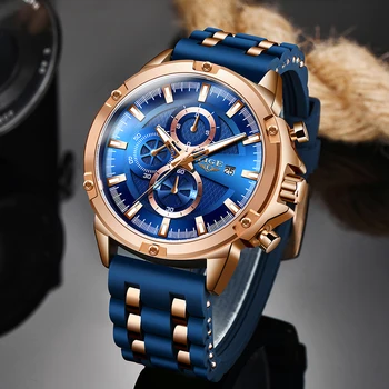 Žiūrėti Vyrų 2020 Naujas Mėlyna Sporto Laikrodžiai Vyrams, Verslo Silikono dirželis Kvarcas Laikrodžio Vyrų Vandeniui Chronograph Relogio Masculino