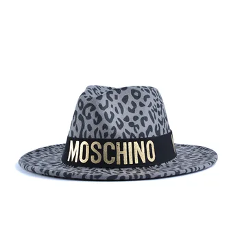 шляпа женская 2020 naujas leopard print top hat rudens ir žiemos džiazo skrybėlę imitacija kašmyras didelis kraštų skrybėlę moterų šiltą kepurę